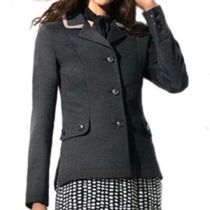 CABI #3030 Gray Ponte Twill Crew 3 button blazer jacket